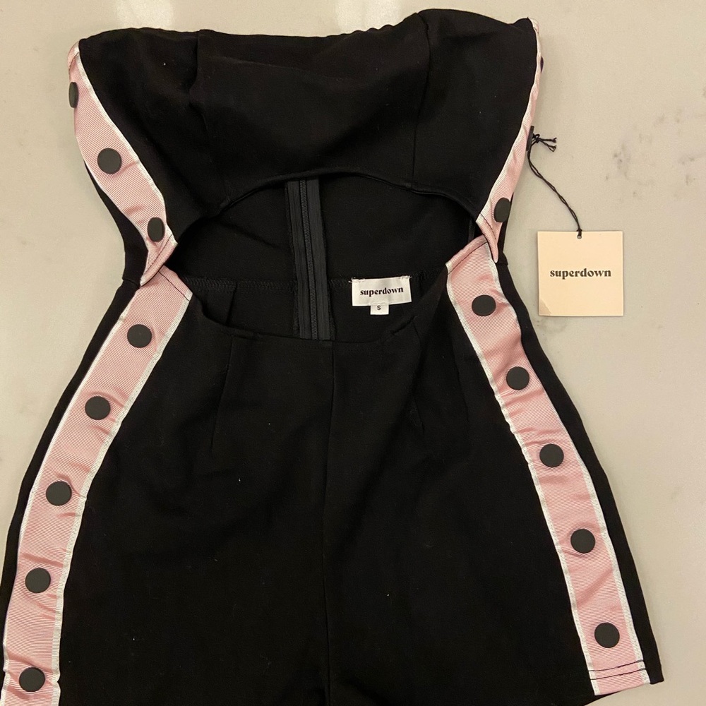Superdown black and pink romper with buttons